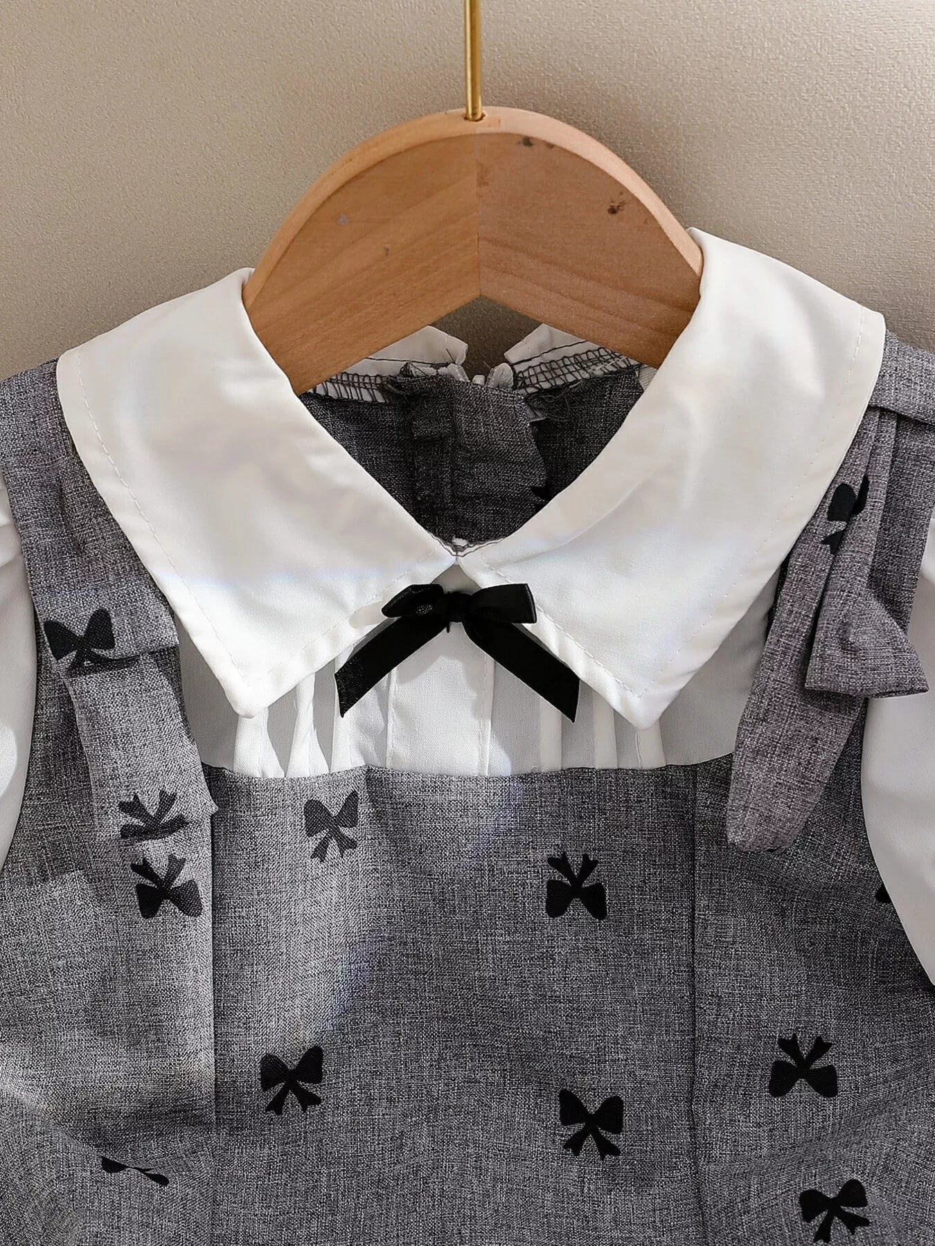 Children's Bow Print Puff Sleeve Dress