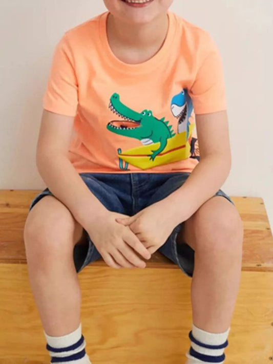 Children's Crocodile Graphic Short Sleeve T-Shirt