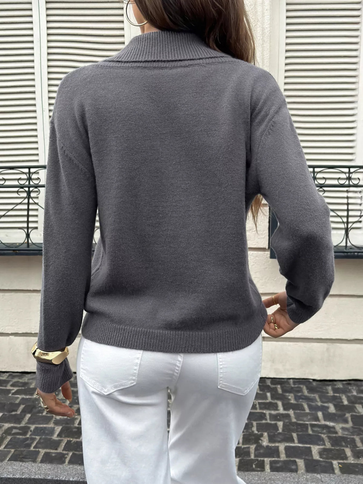 Double-Breasted Shawl Collar Sweater