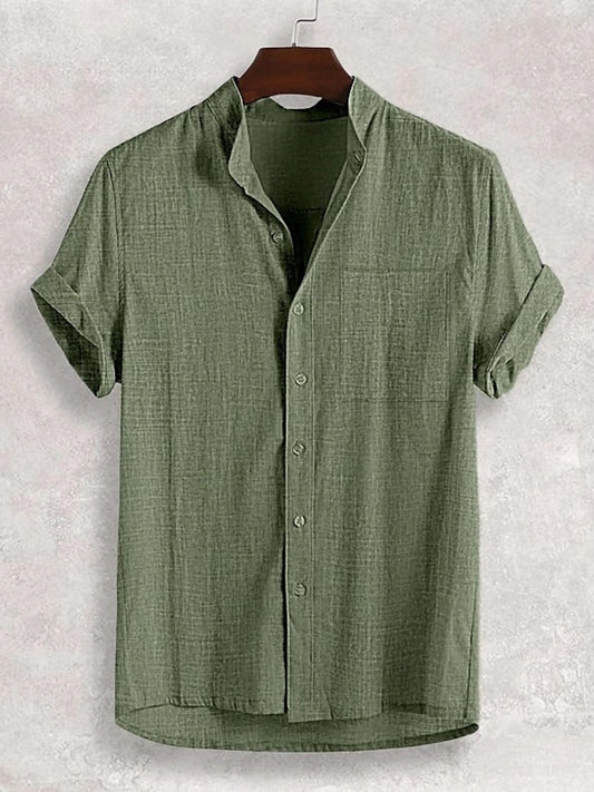 Men's Full Size Casual Button Up Short Sleeve Shirt Plus Size