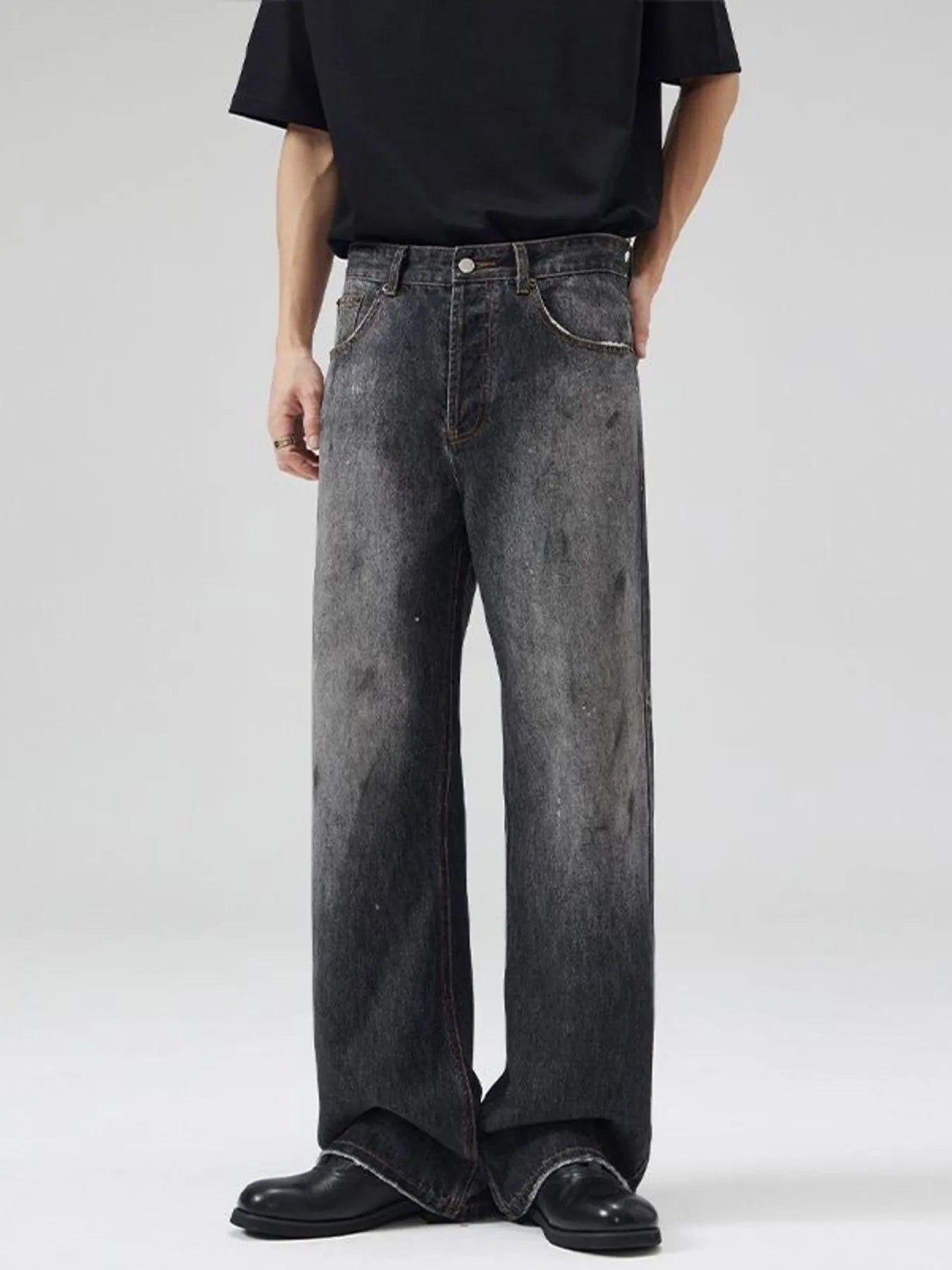 Men's Full Size Vintage Wash Flare Jeans Plus Size
