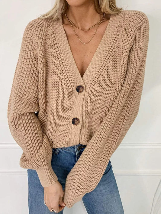 Full Size Chunky Knit Button-Down Cardigan Plus Size