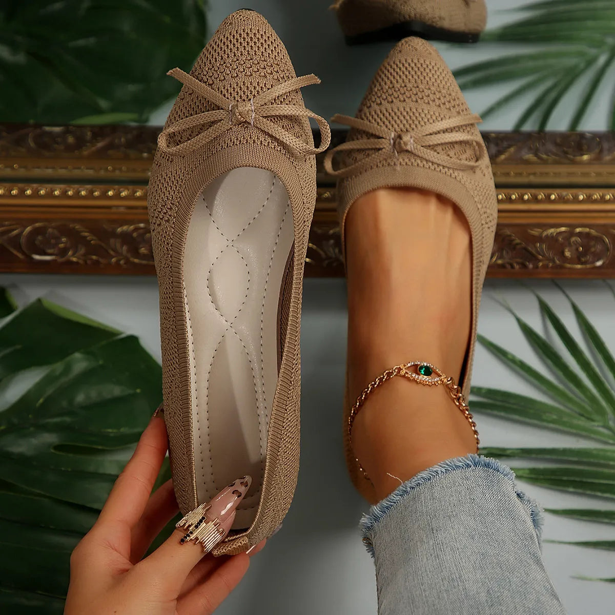 Bow Point Toe Flats Slip-Ons