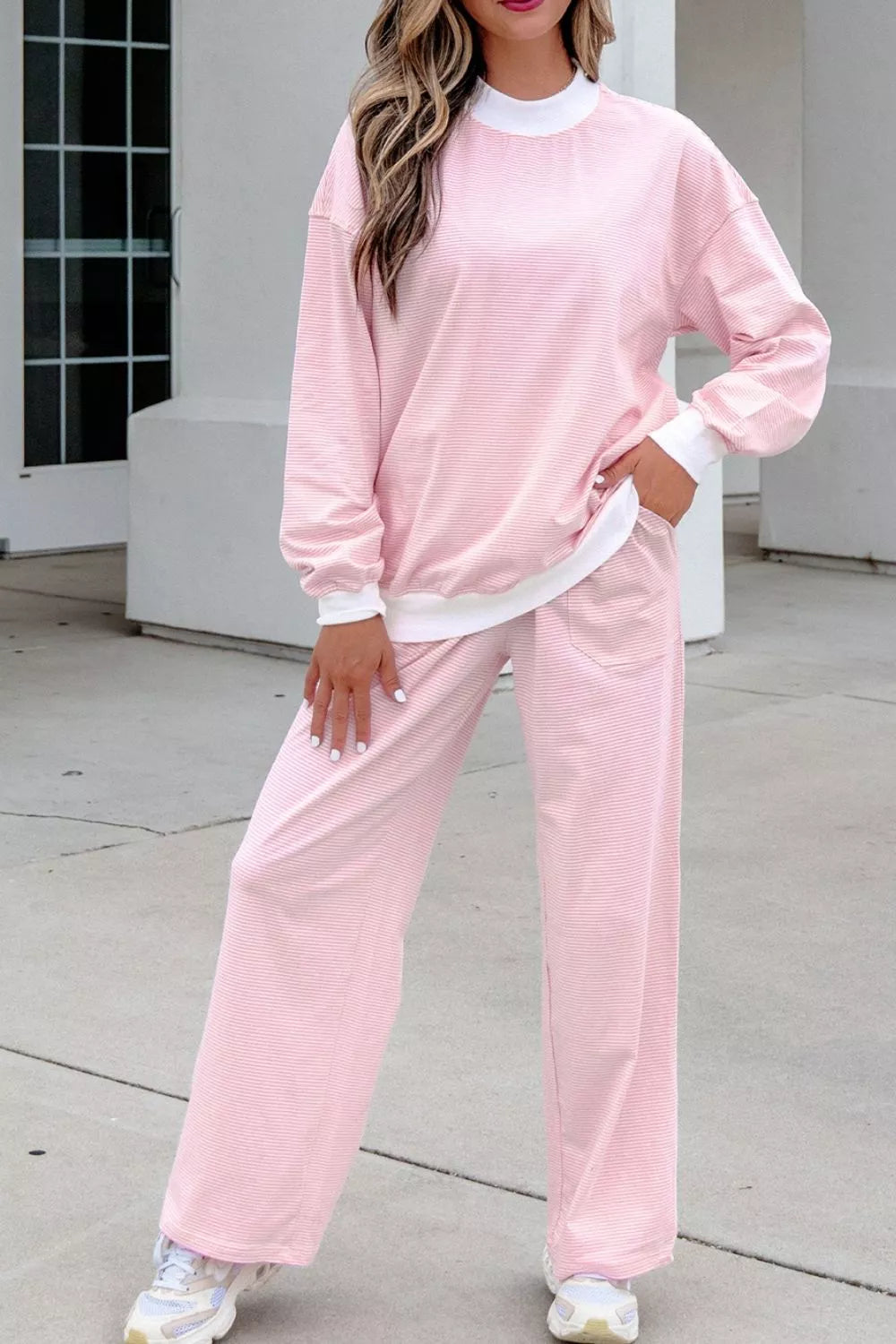 Striped Long Sleeve Top and Pants Set