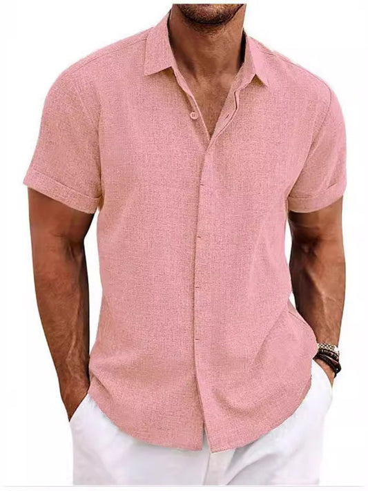 Men's Full Size Casual Short Sleeve Button-Down Shirt Plus Size