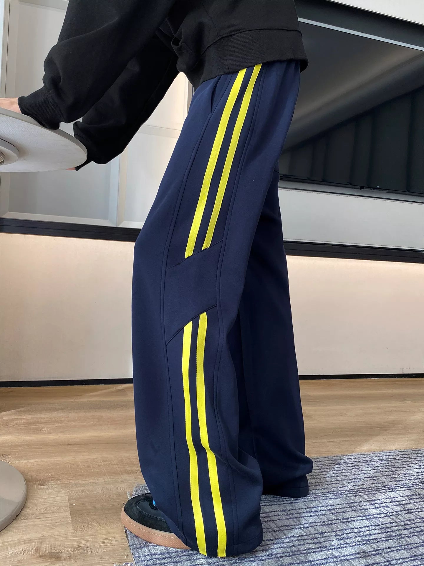Men's Plus Size Striped Wide-Leg Casual Pants