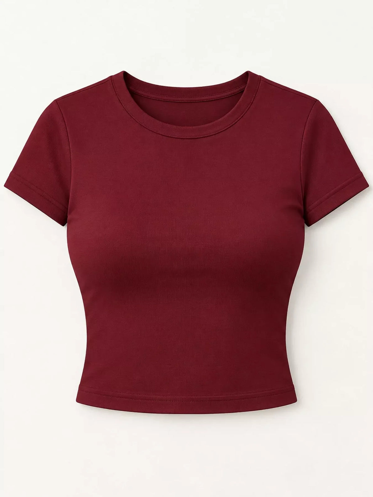 Slim Fit Basic Crew Neck Short Sleeve Crop T-Shirt
