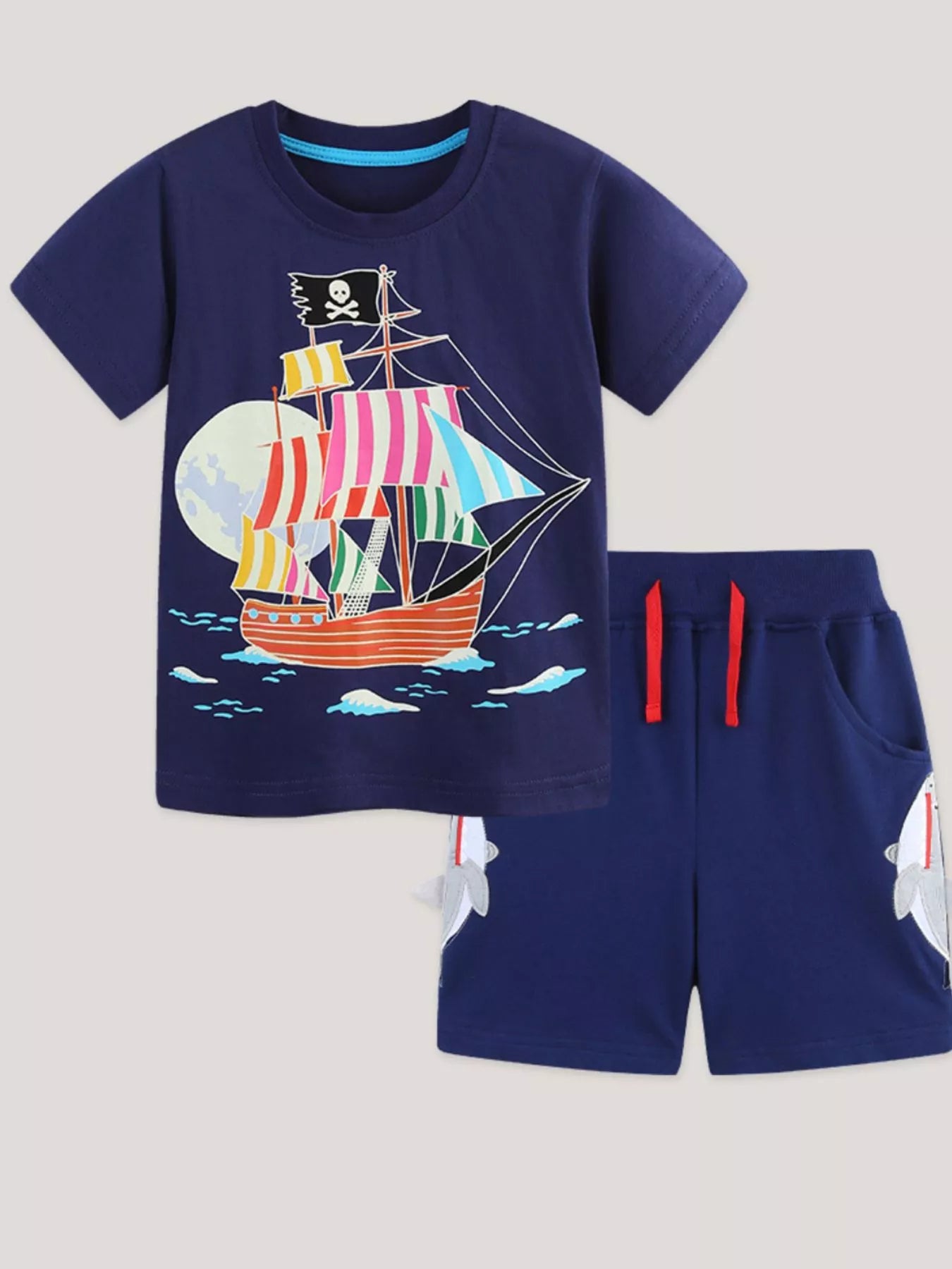 Children's Pirate Ship Graphic Tee & Shorts Set