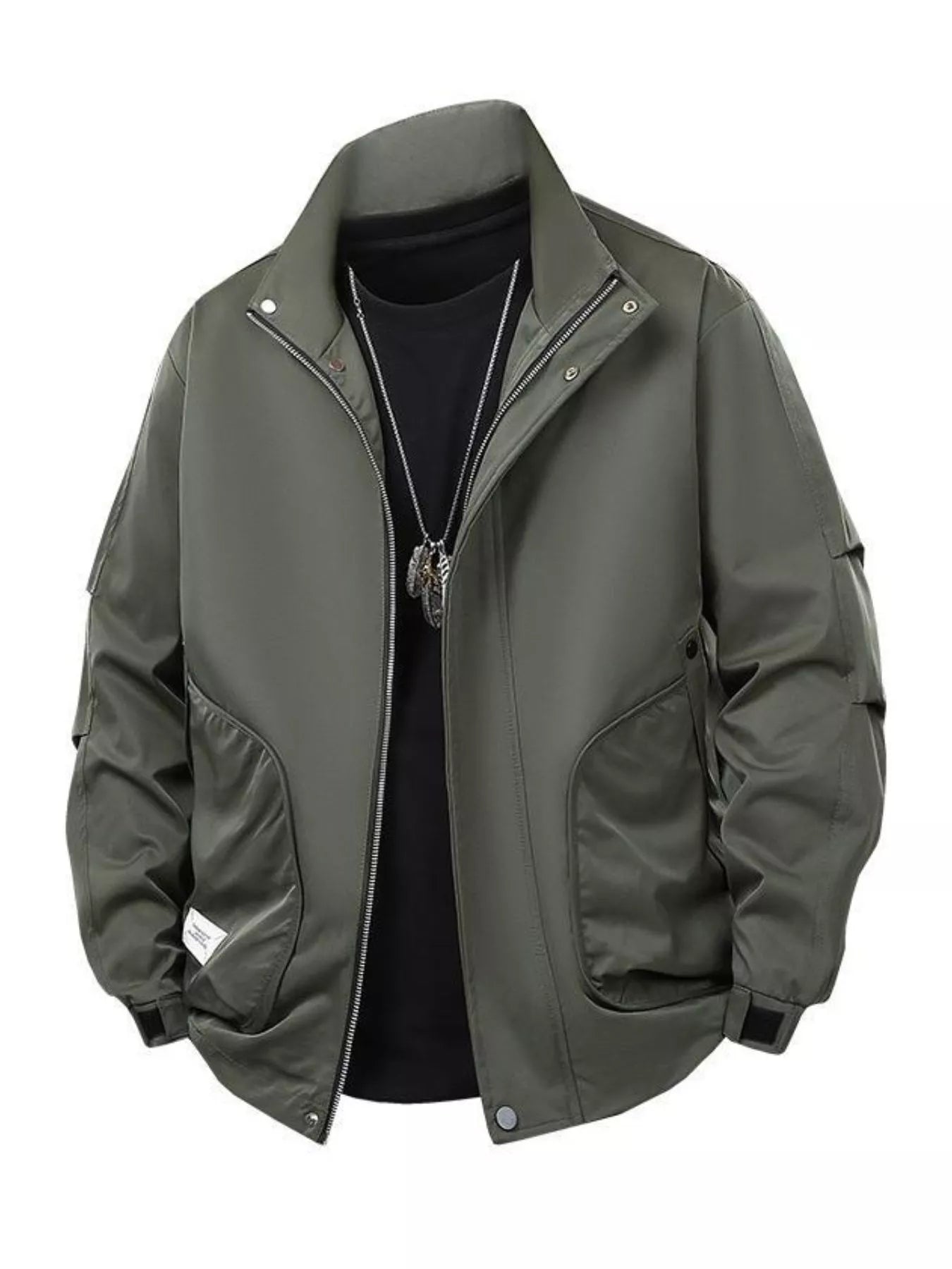 Men's Plus Size Casual Stand Collar Lightweight Bomber Jacket