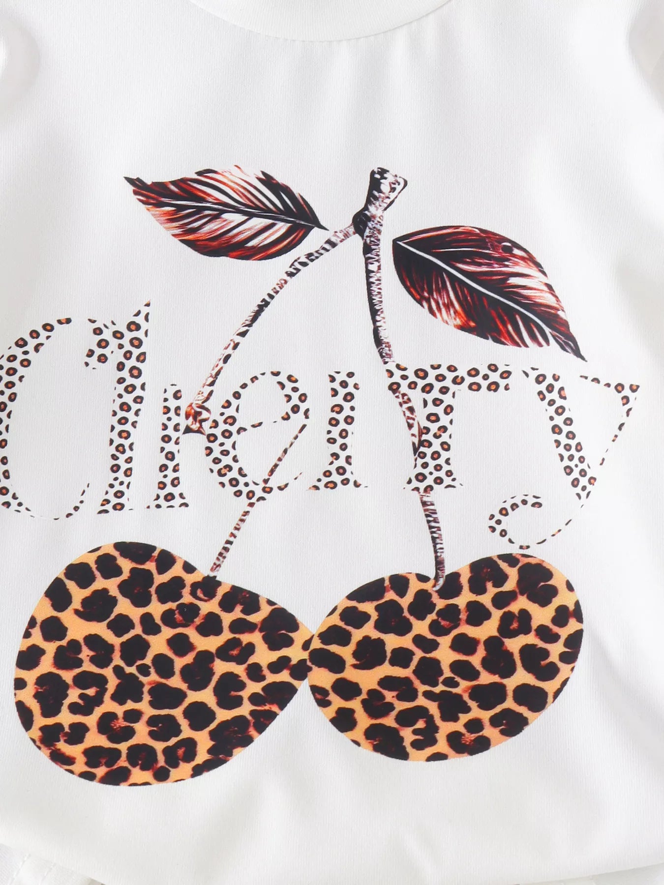 Children's Cherry Leopard Tee and Flare Pants Set