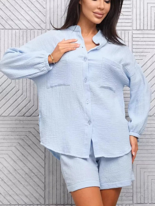 Button-Down Shirt and Shorts Set