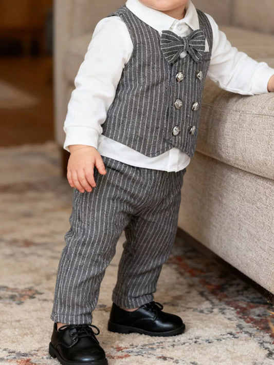 Children's Striped Vest and Pants Suit Set