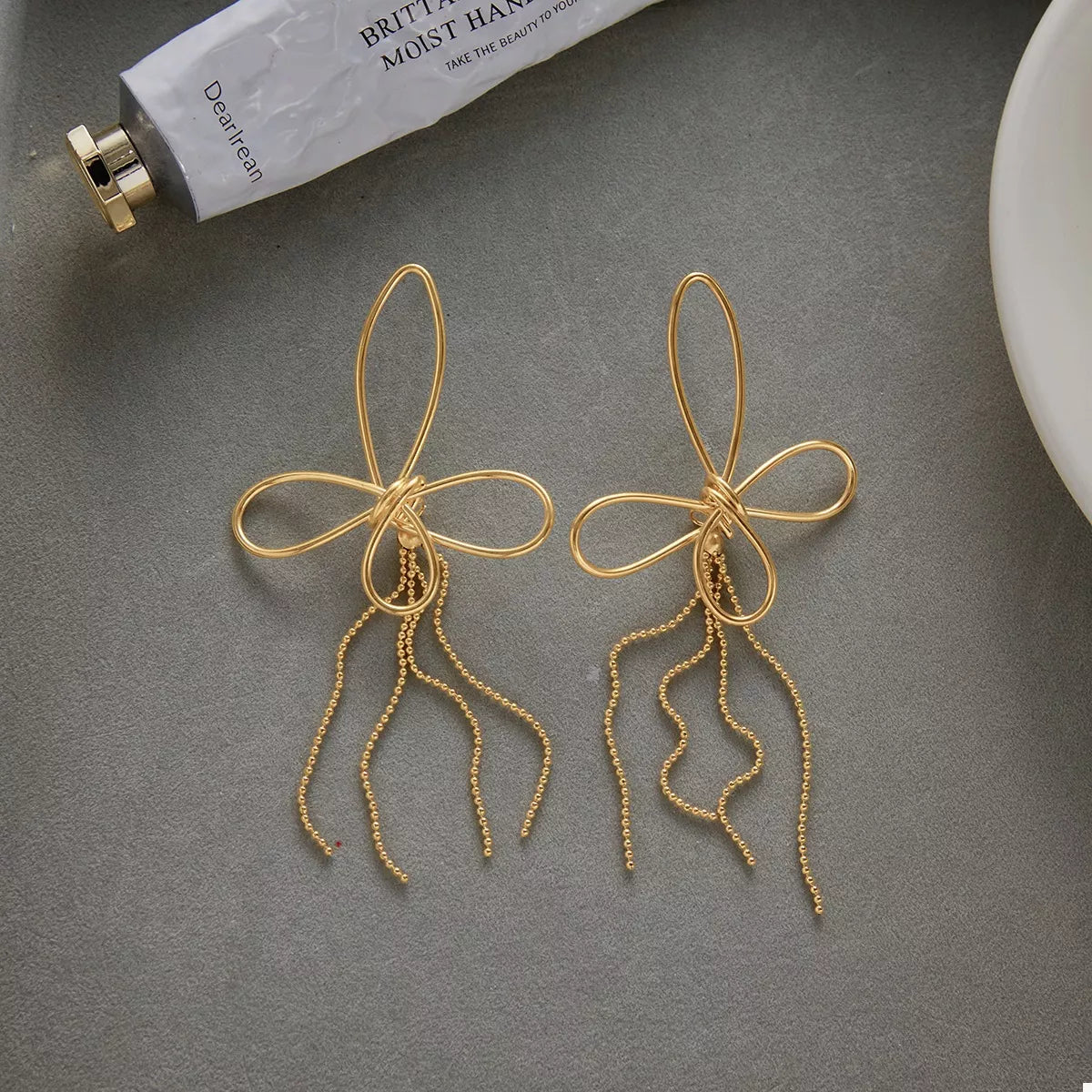 18K Gold-Plated Tassel Bow Earrings