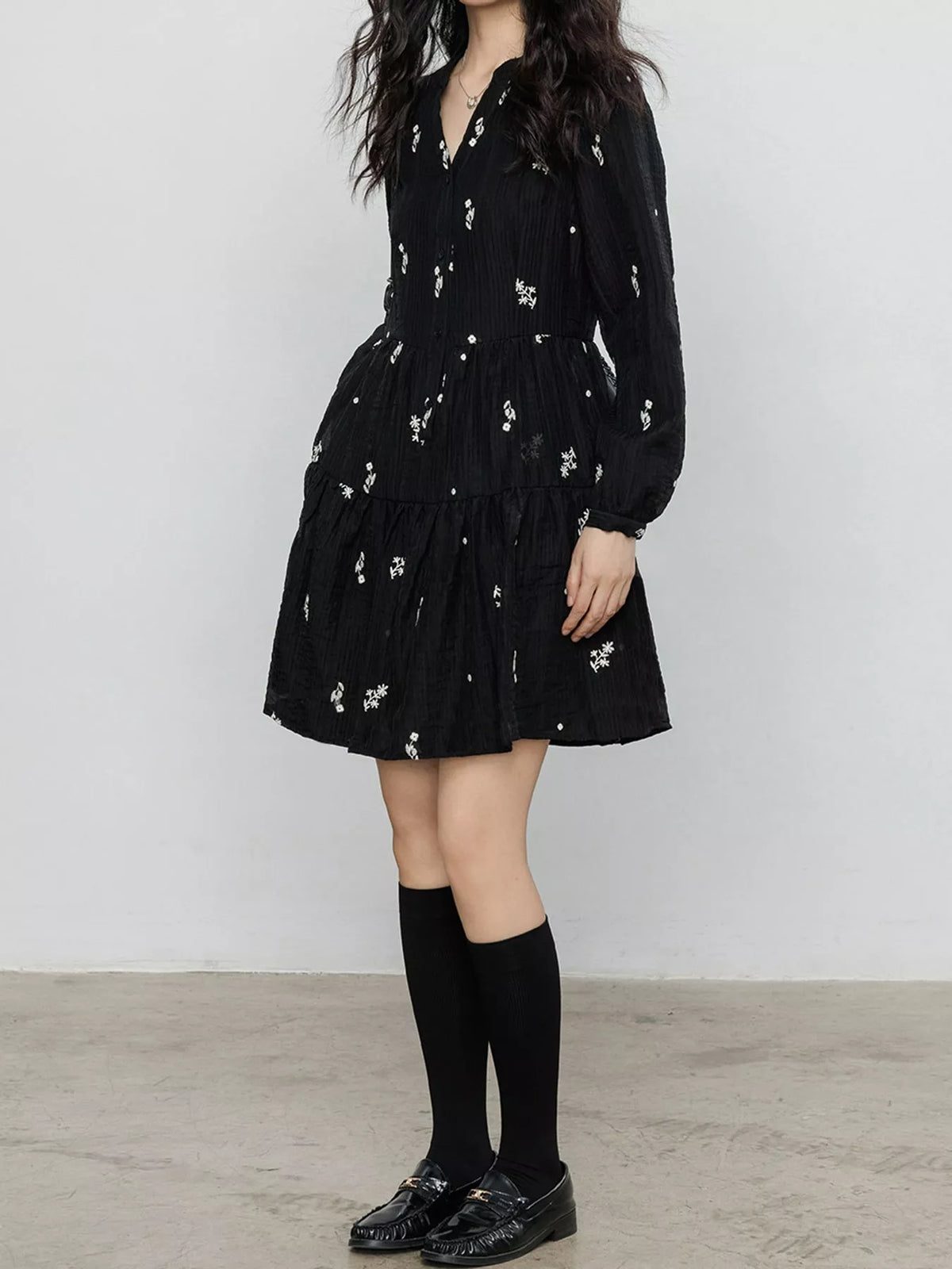 Floral Long Sleeve Mini Dress