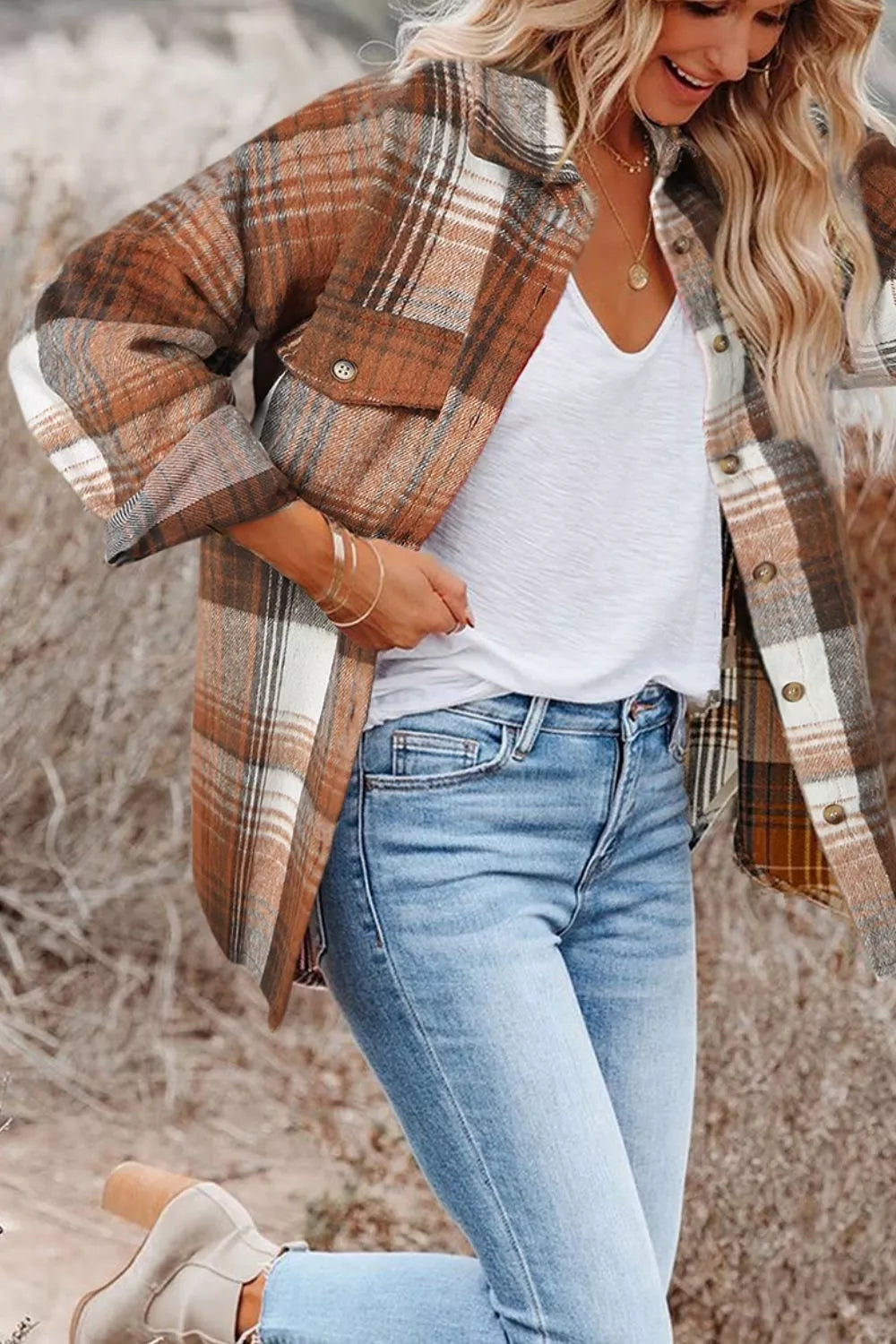 Plaid Button Up Shacket