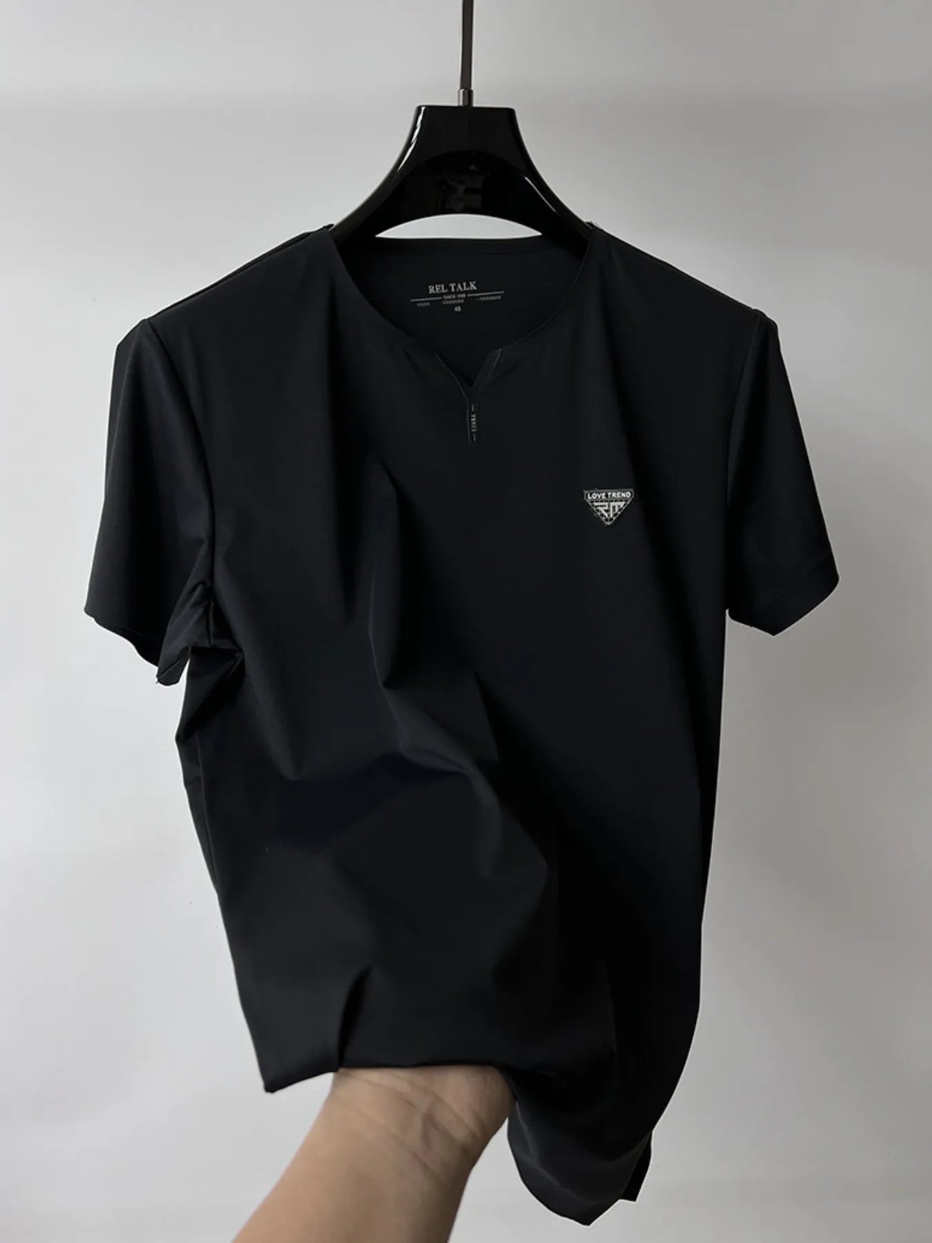 Men's Plus Size Notched Short Sleeve T-Shirt