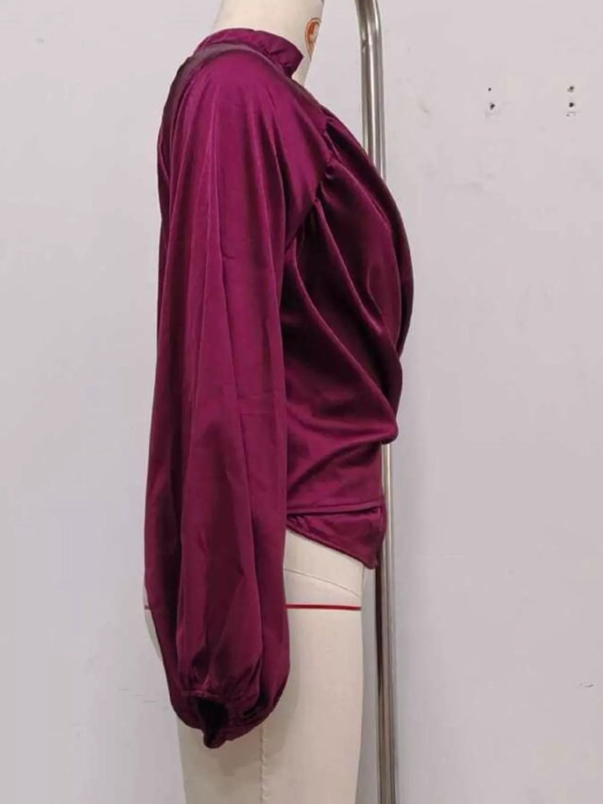 Satin Balloon Sleeve Blouse