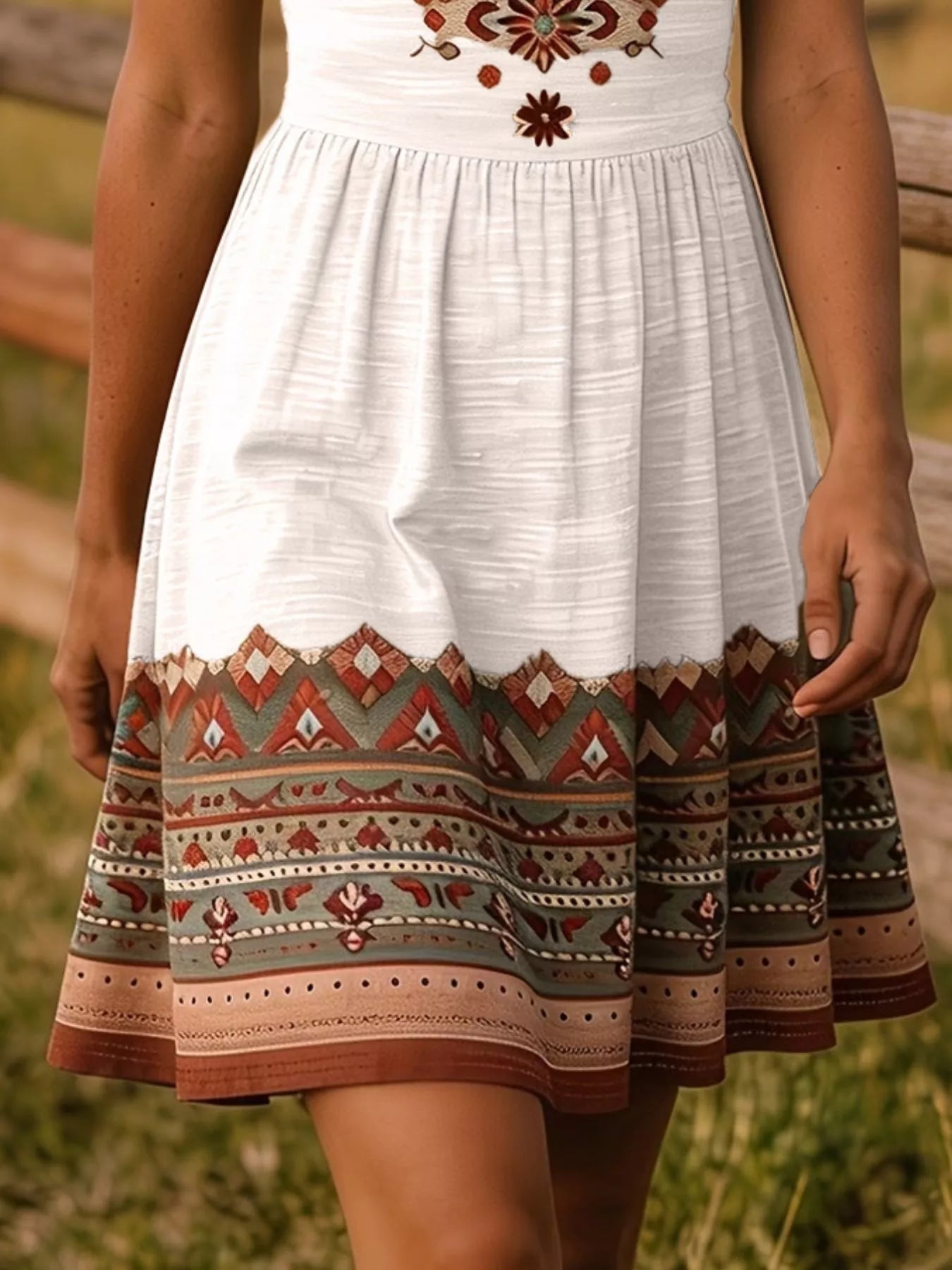 Tribal Print Sleeveless A-Line Summer Dress