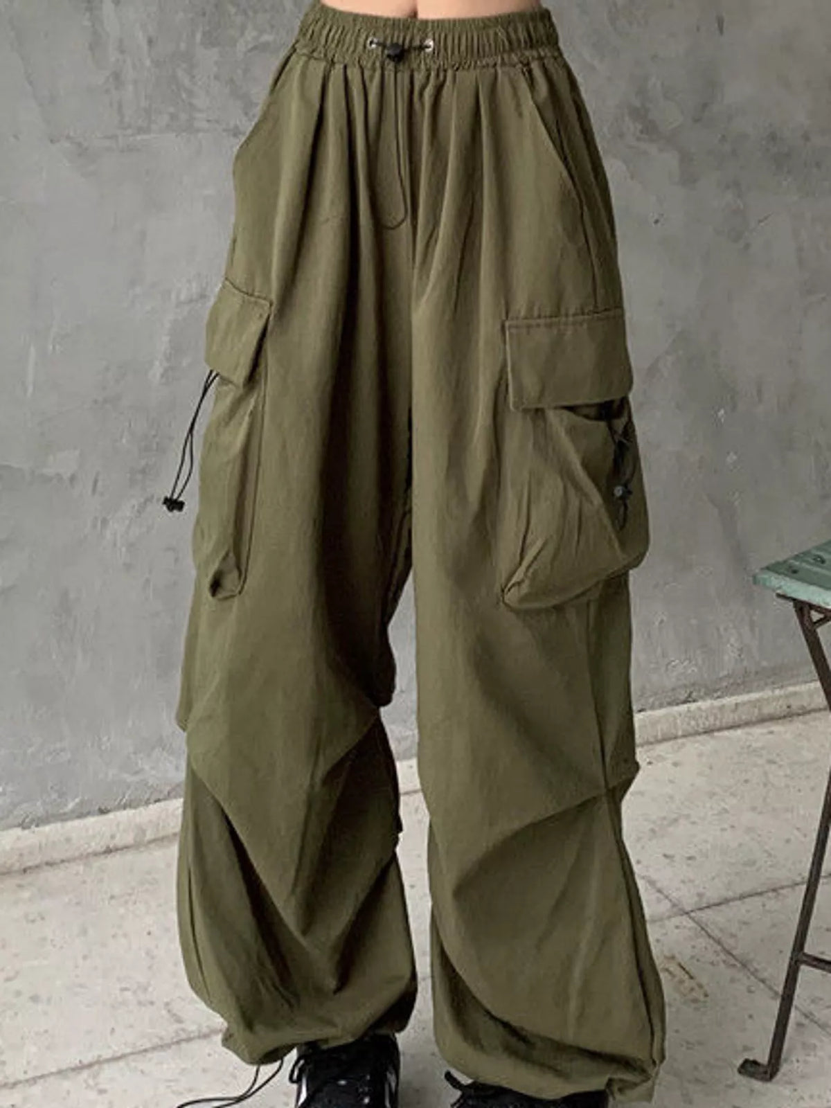 Full Size Drawstring Cargo Pants Plus Size