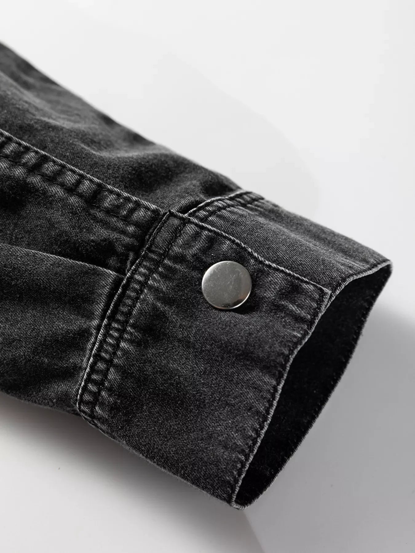 Chest Pocket Raw Hem Denim Loose Shirt Dress