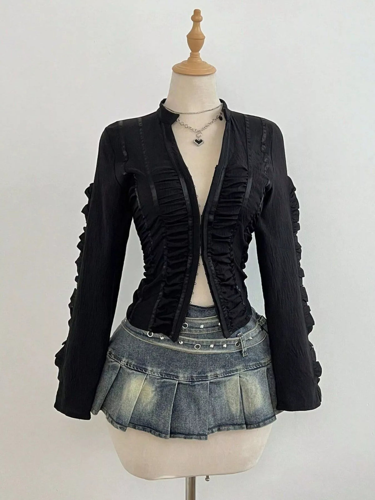 Ruched Slim-Fit Long Sleeve Top