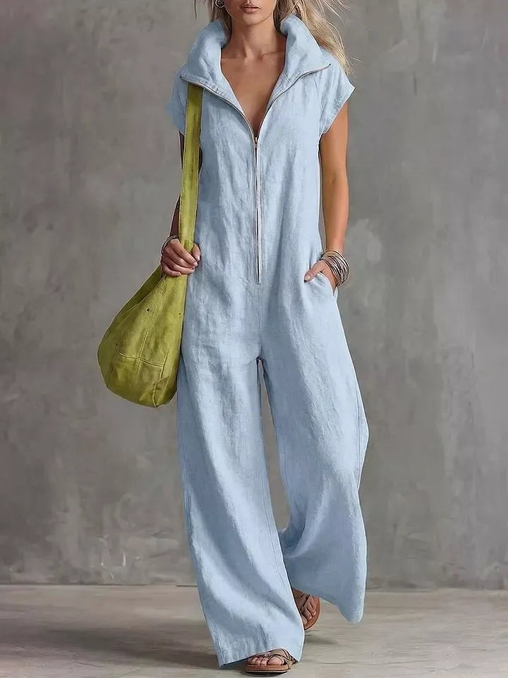 Full Size Zip Front Sleeveless Jumpsuit Plus Size