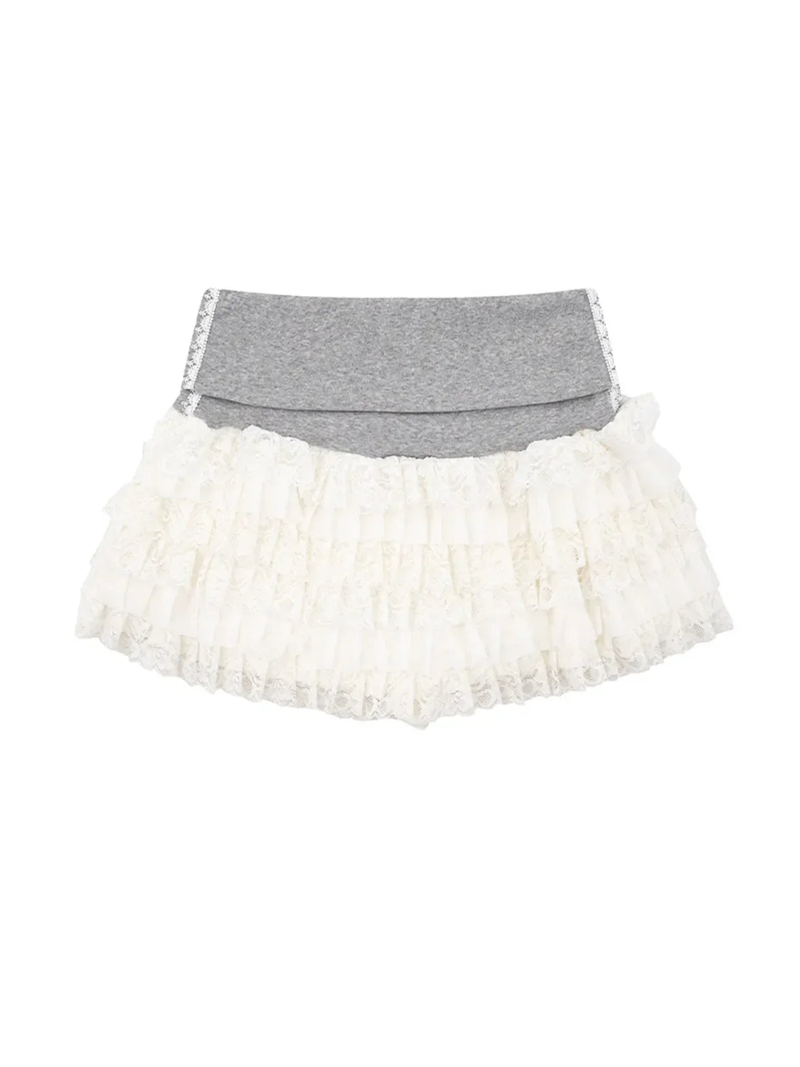 Layered Tulle Mini Skirt with Contrast Waistband