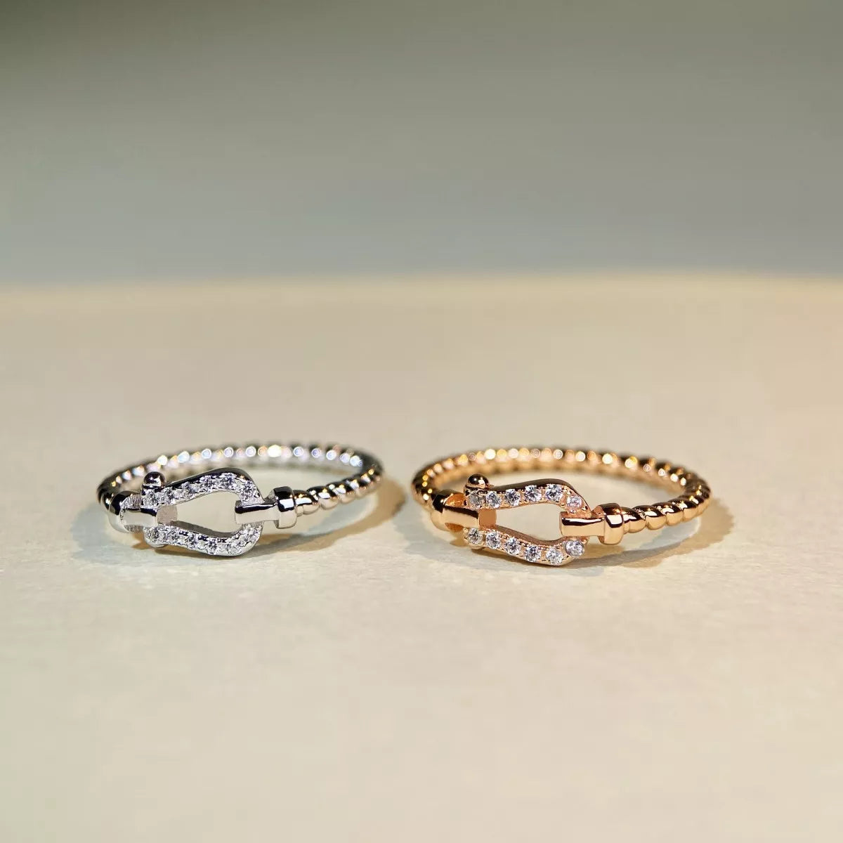 925 Sterling Silver Zircon Horseshoe Shaped Ring