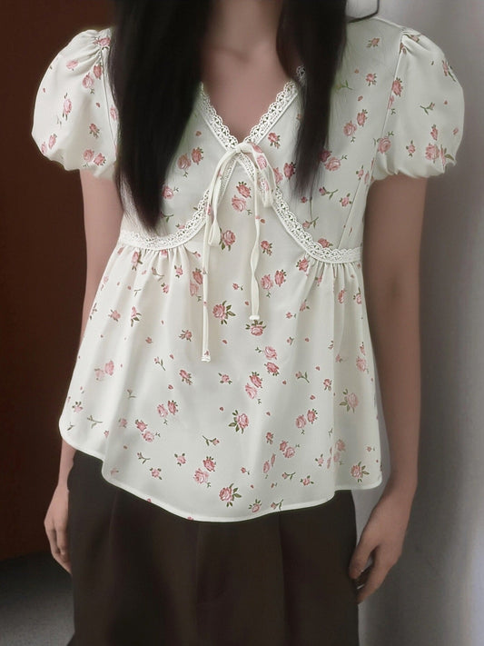 Lace Detail Short Sleeve Blouse