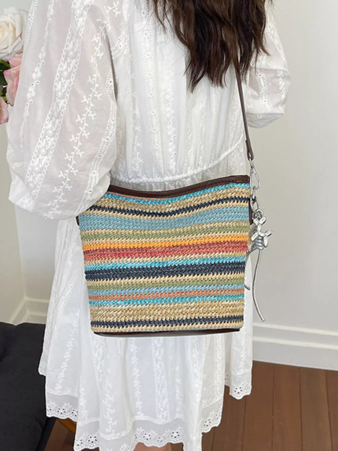 Striped Woven Crossbody Bag