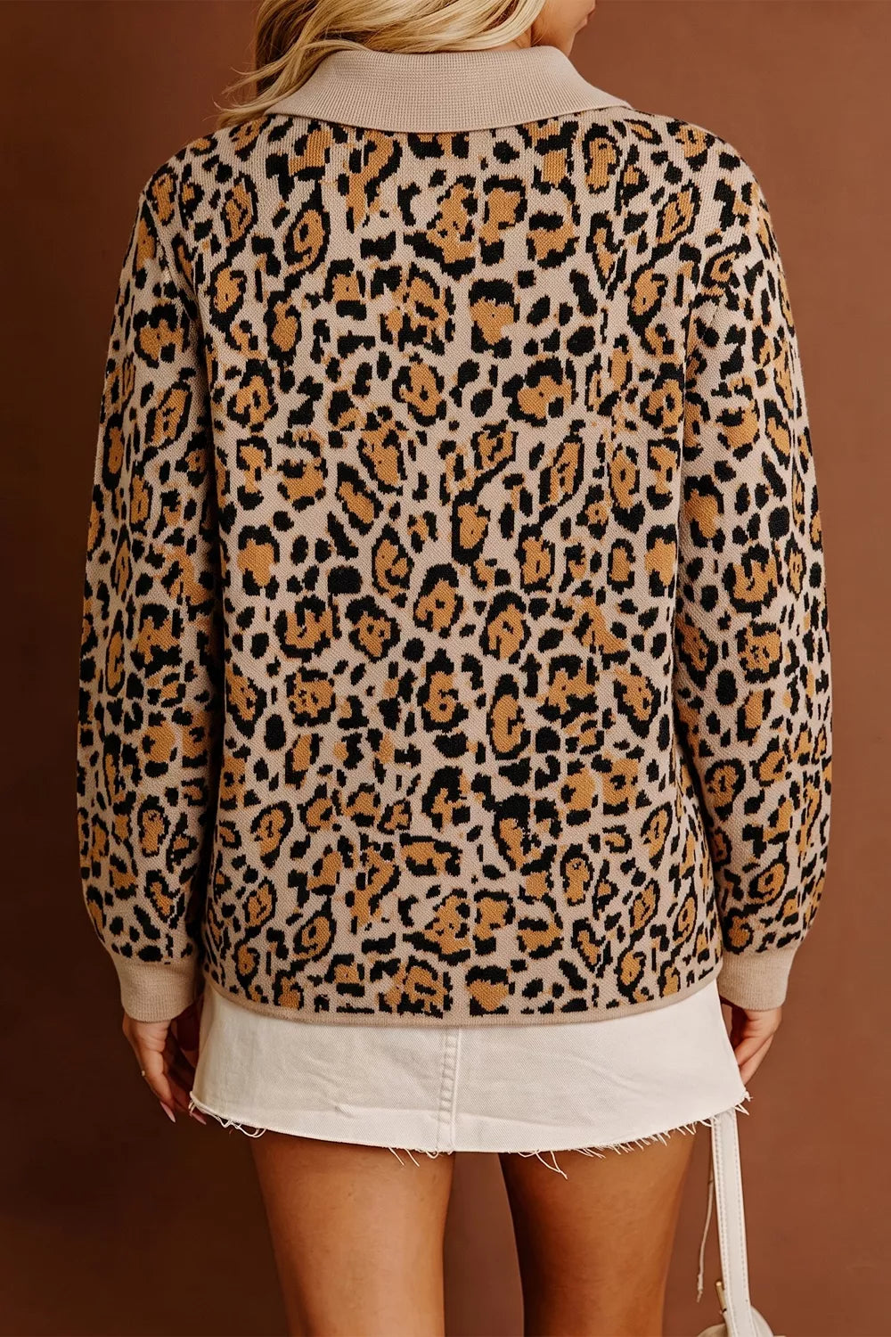Leopard Print Button-Up Cardigan Long Sleeve Cardigans