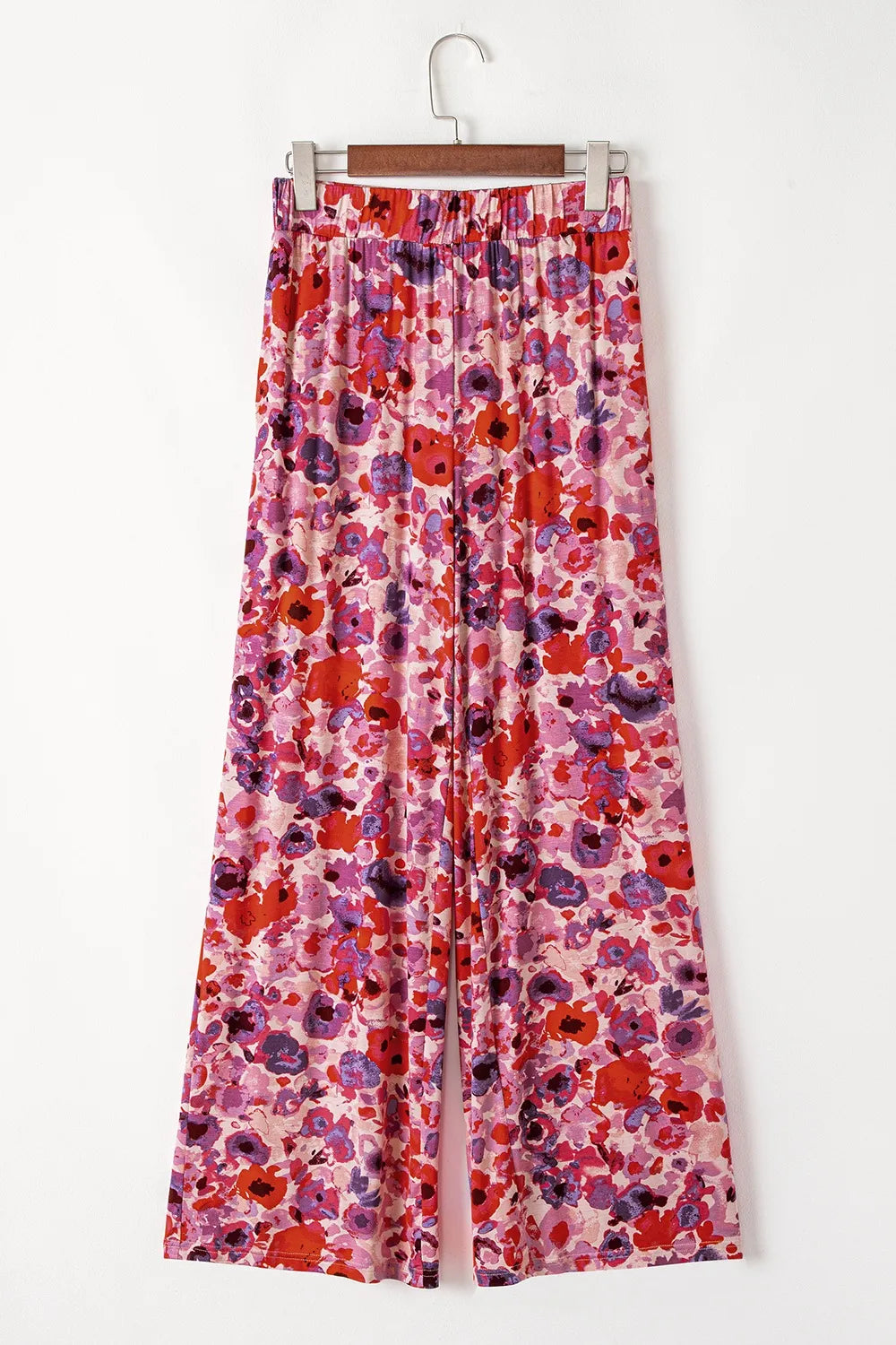 Floral Wide Leg Elastic High Waist Pants