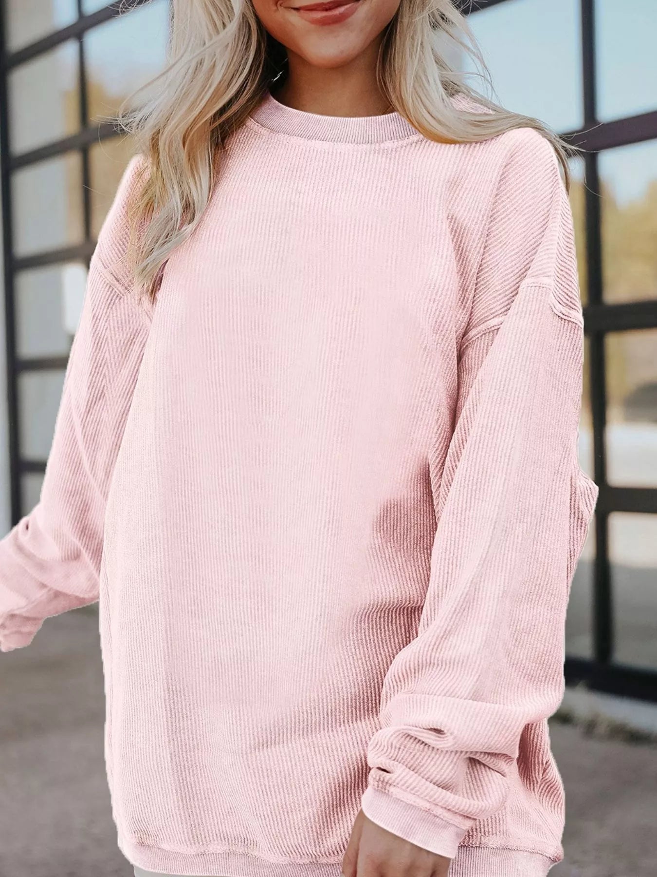 Ribbed Corduroy Oversized Sweatshirt