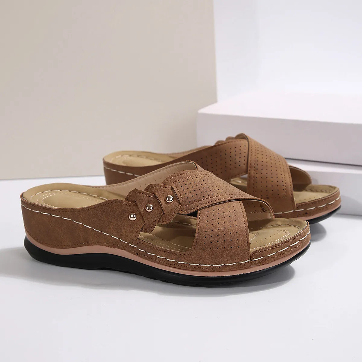 Crisscross Open Toe Wedge Sandals