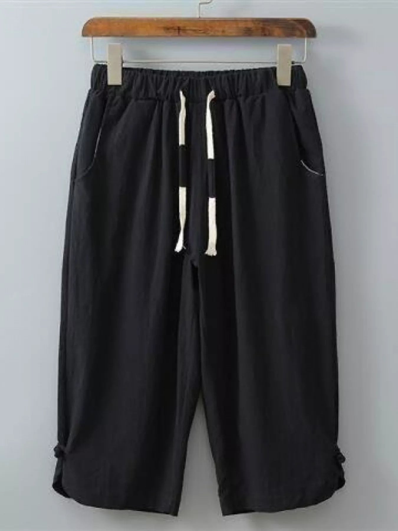 Men's Plus Size Casual Cropped Pants with Drawstring