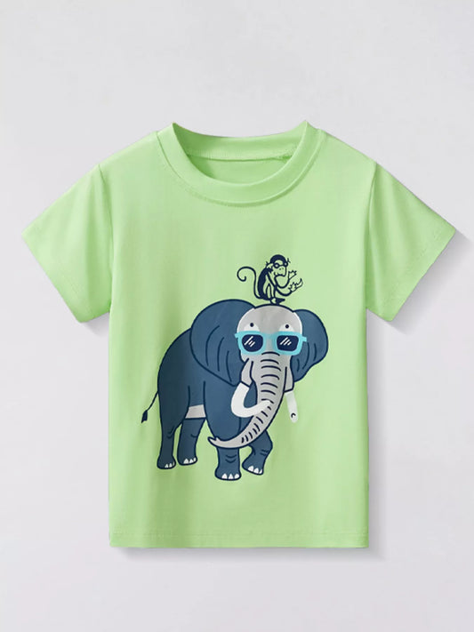Children's Elephant & Monkey Short Sleeve T-Shirt