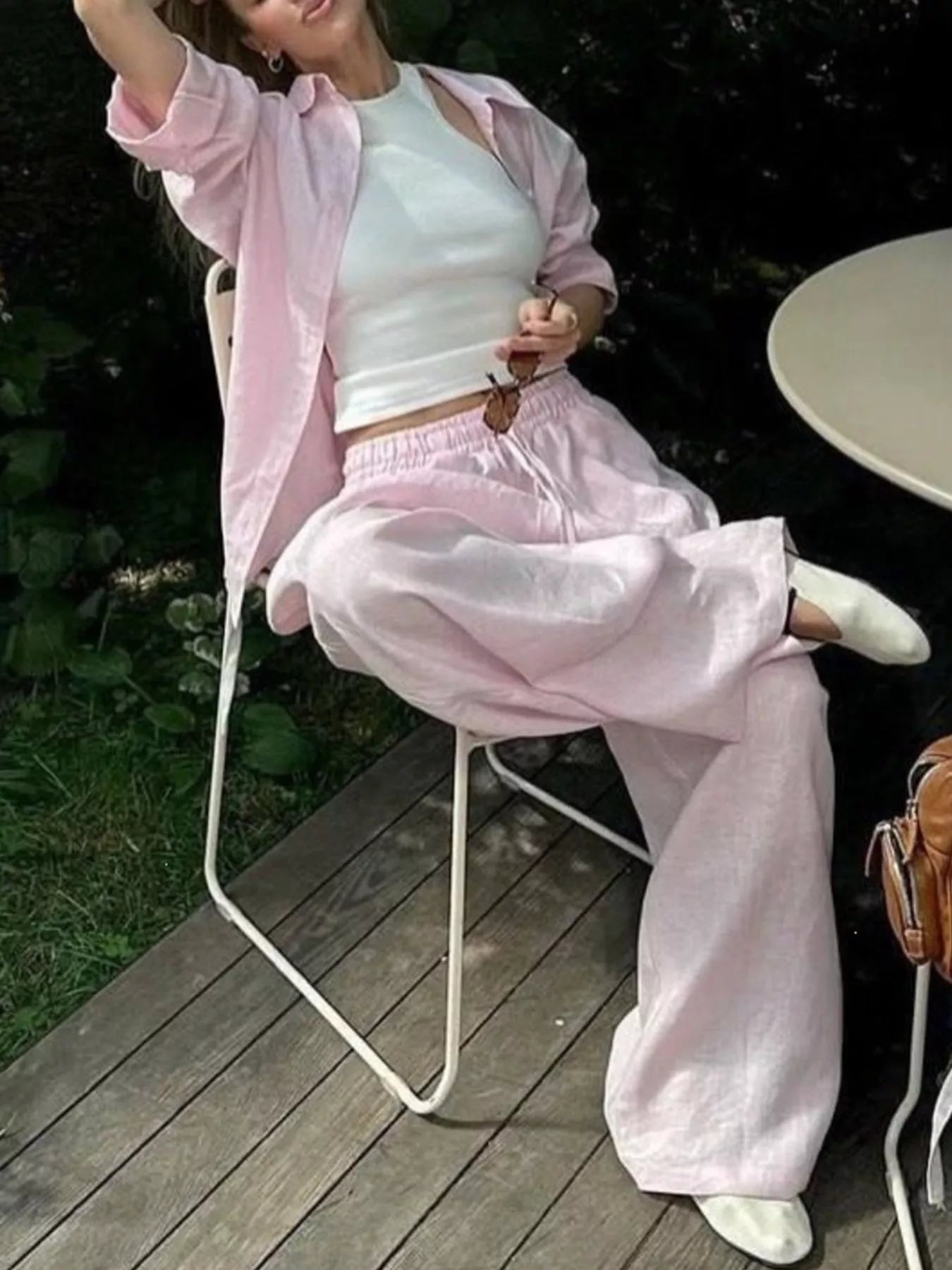 Button Up Shirt and Drawstring Pants Set