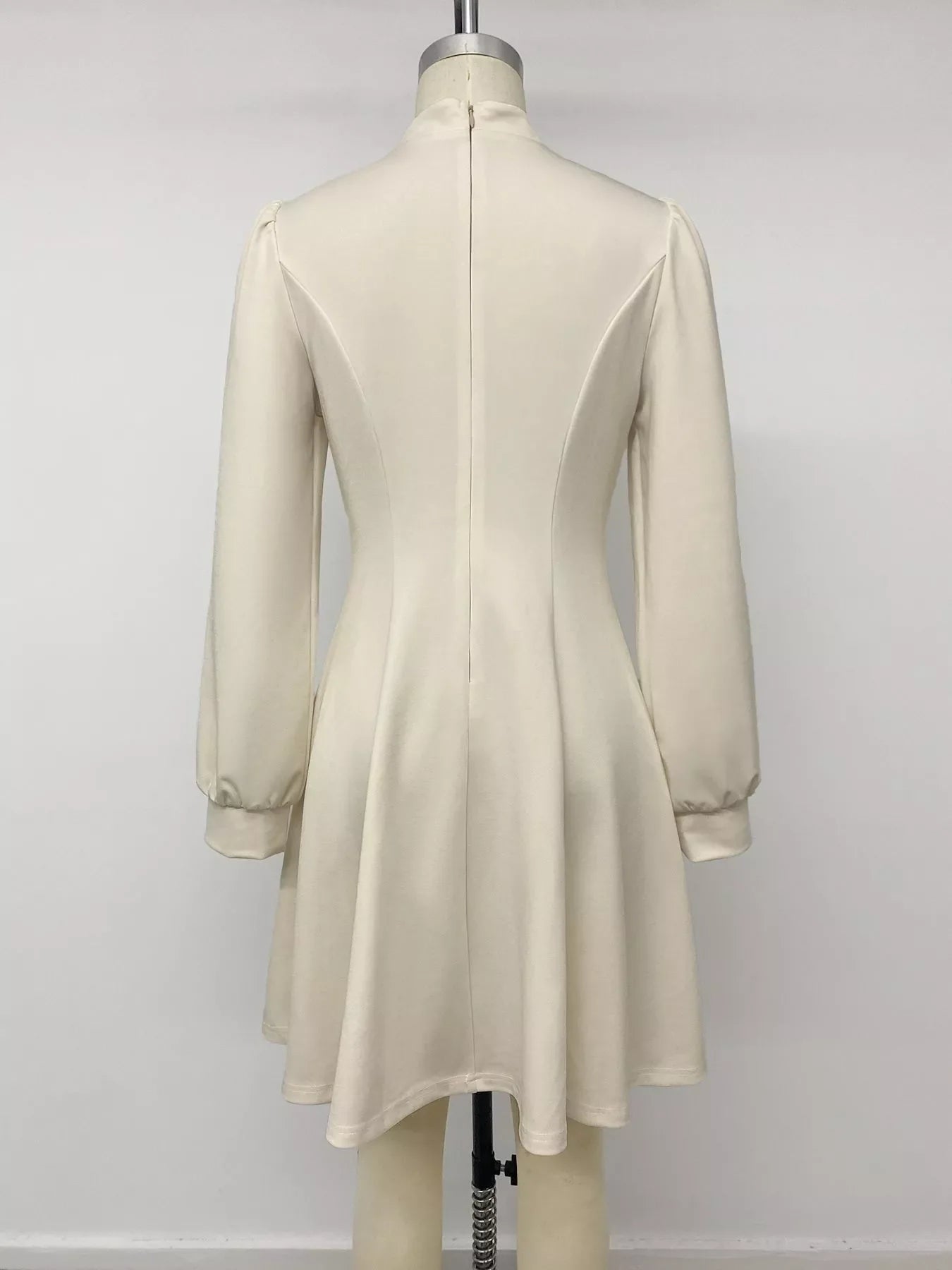 Keyhole Neckline Long Sleeve A-Line Mini Dress