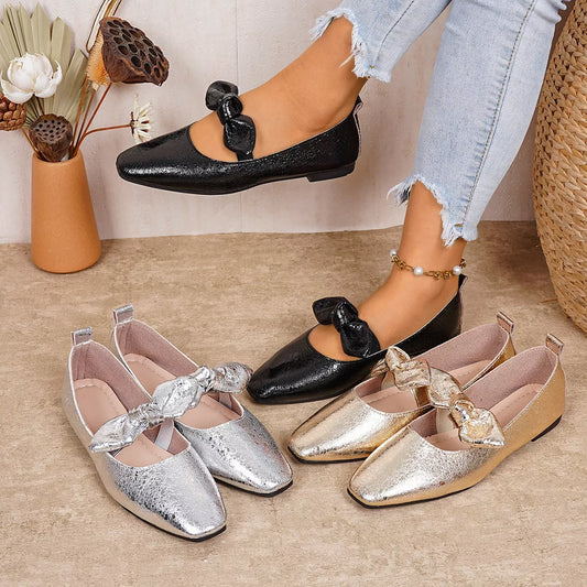 Bow Square Toe Slip-Ons
