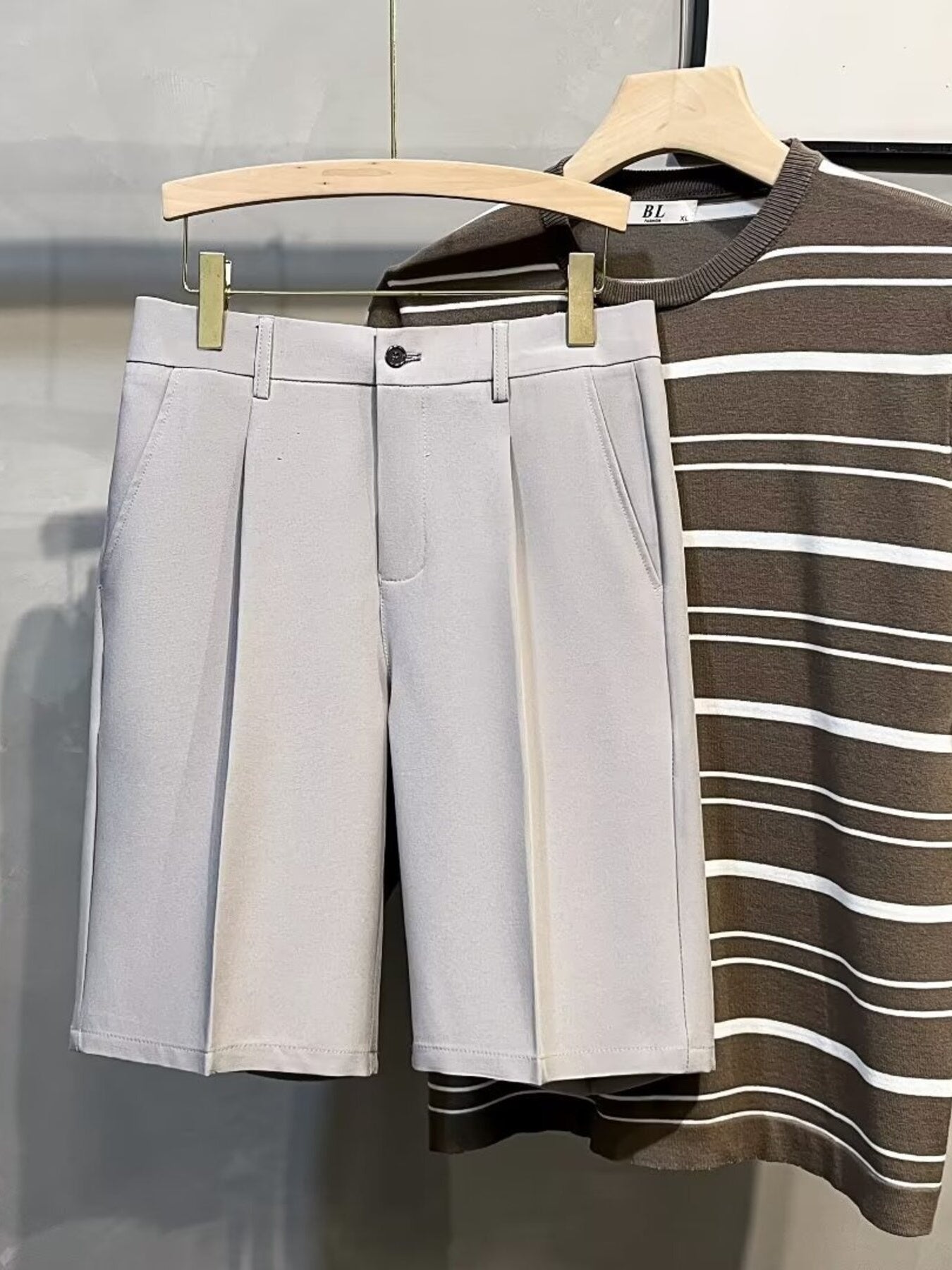 Men's Full Size Pleated Front Casual Shorts Plus Size