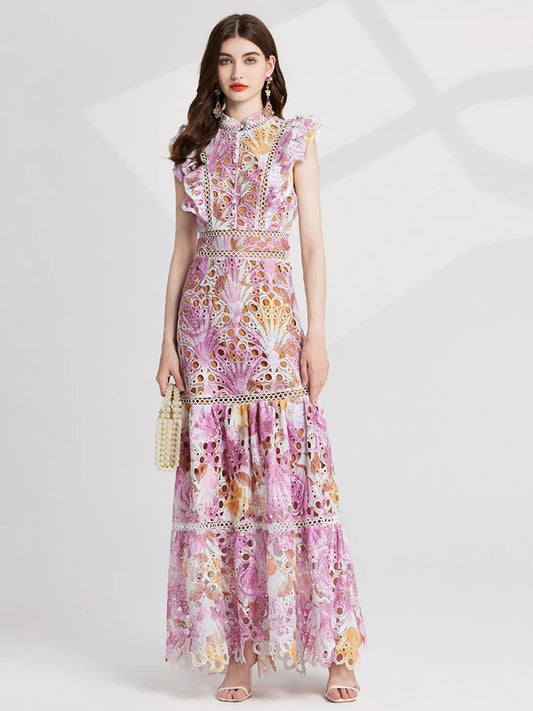 Floral Lace Detail Maxi Dress