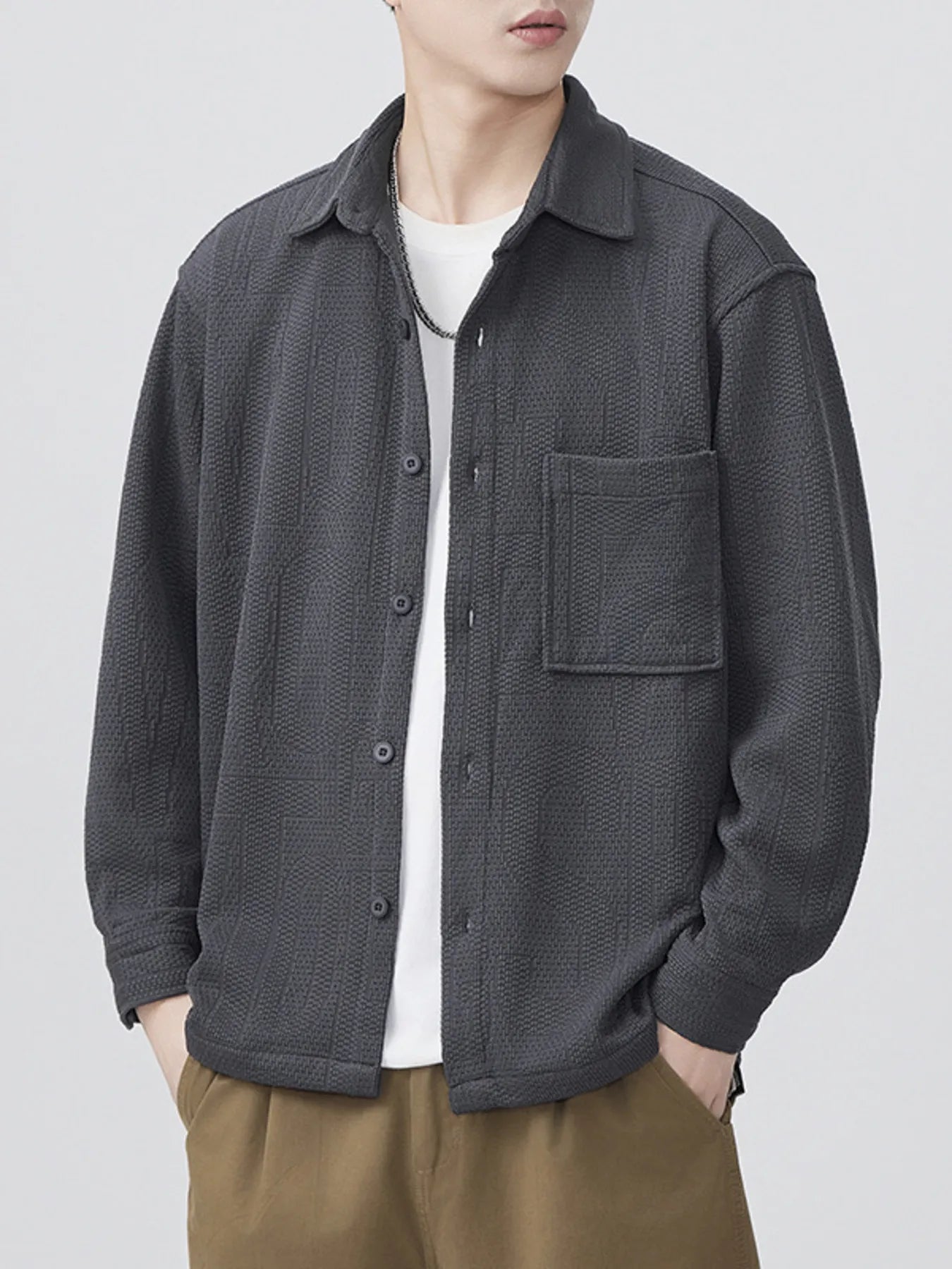Men's Plus Size Button Up Long Sleeve Shirt