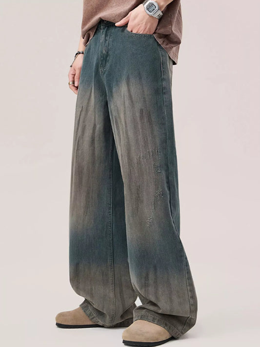 Men's Gradient Wash Wide Leg Jeans
