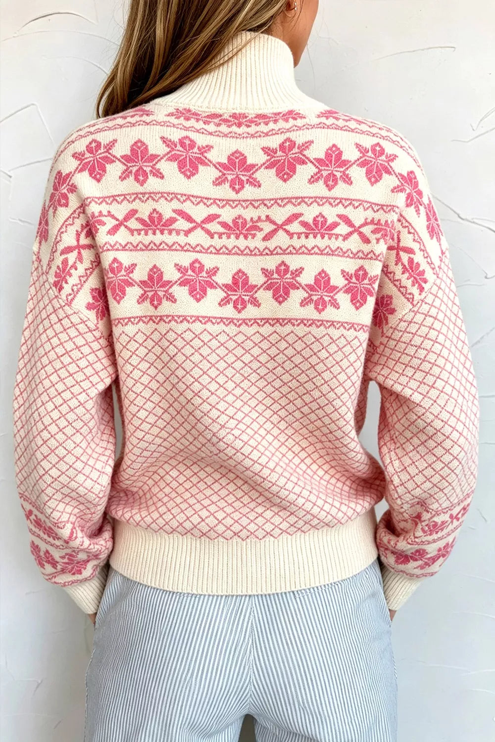 Quarter Button Dropped Shoulder Sweater