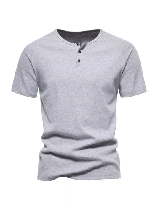 Men's Plus Size Button Detail Casual Henley T-Shirt