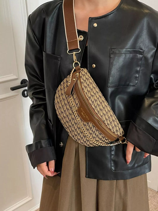 Adjustable Strap Chain Accent Crossbody Bag