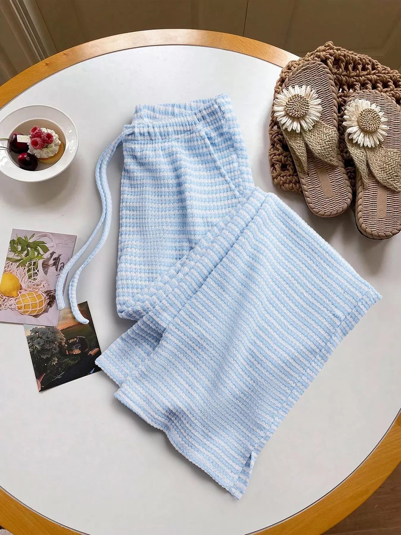 Drawstring Wide Leg Pants