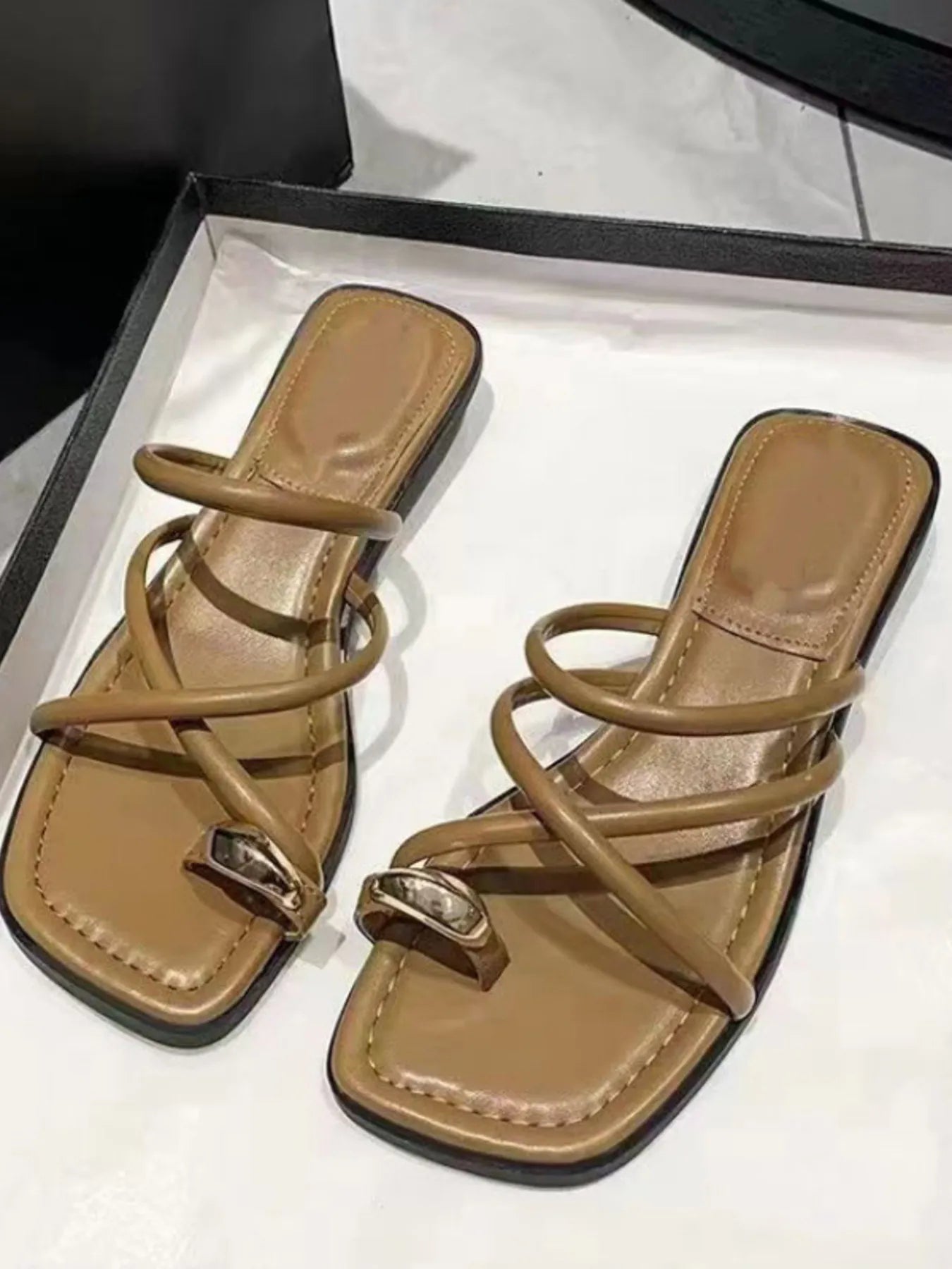 Crisscross Strap Flat Sandals