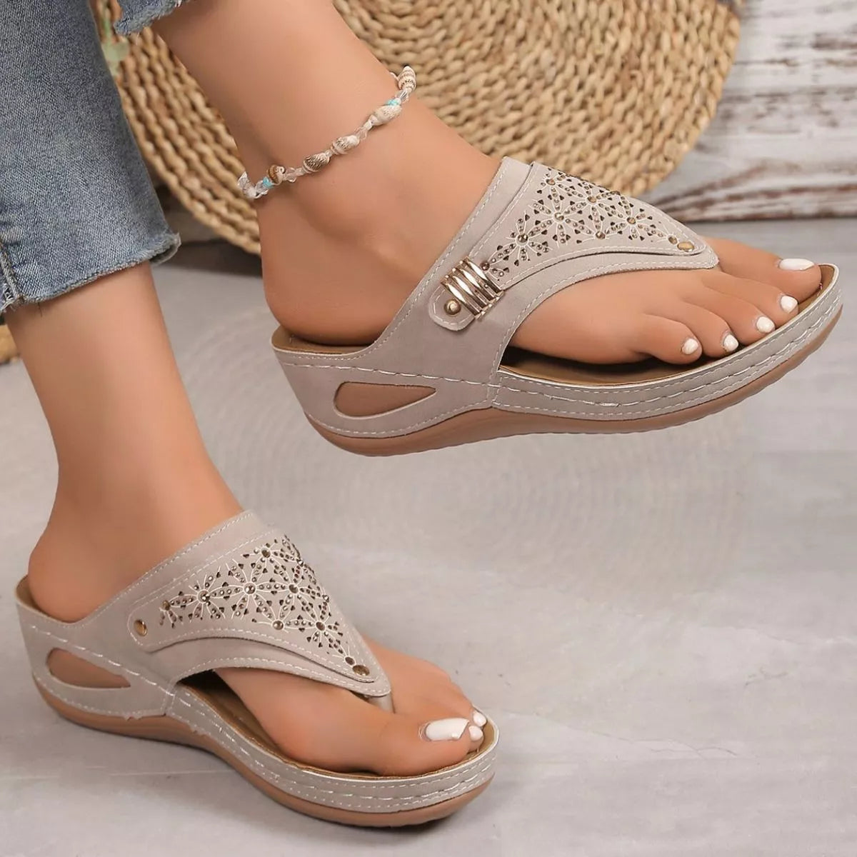 Toe Post Wedge Sandals