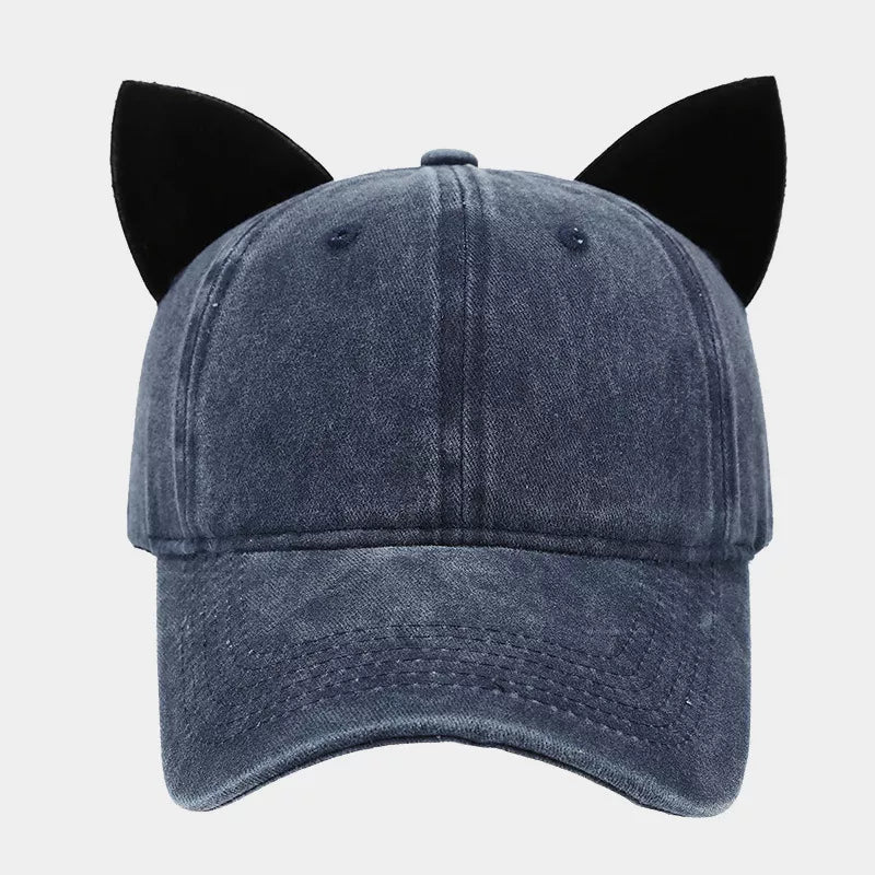 Washed Cat Ear Baseball Cap